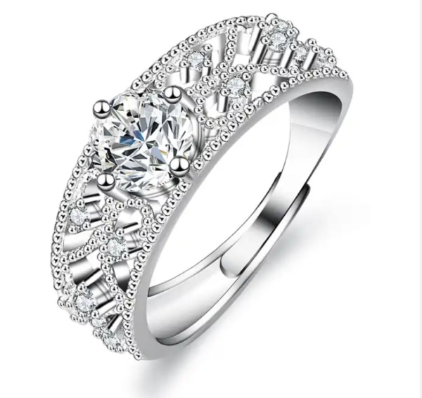 Bejeweled Crown Moissanite Ring
